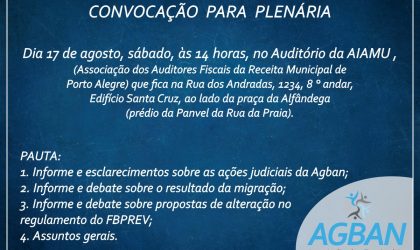 Convocação para Plenária: 17 de agosto