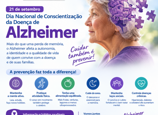 21 de setembro é dia de conscientizar sobre a doença de Alzheimer