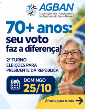 AGBAN incentiva os idosos a votarem neste domingo (25) para ajudarem a definir os rumos do país